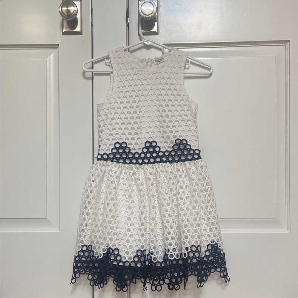 David Charles - Black label - White and Navy Kids Dress